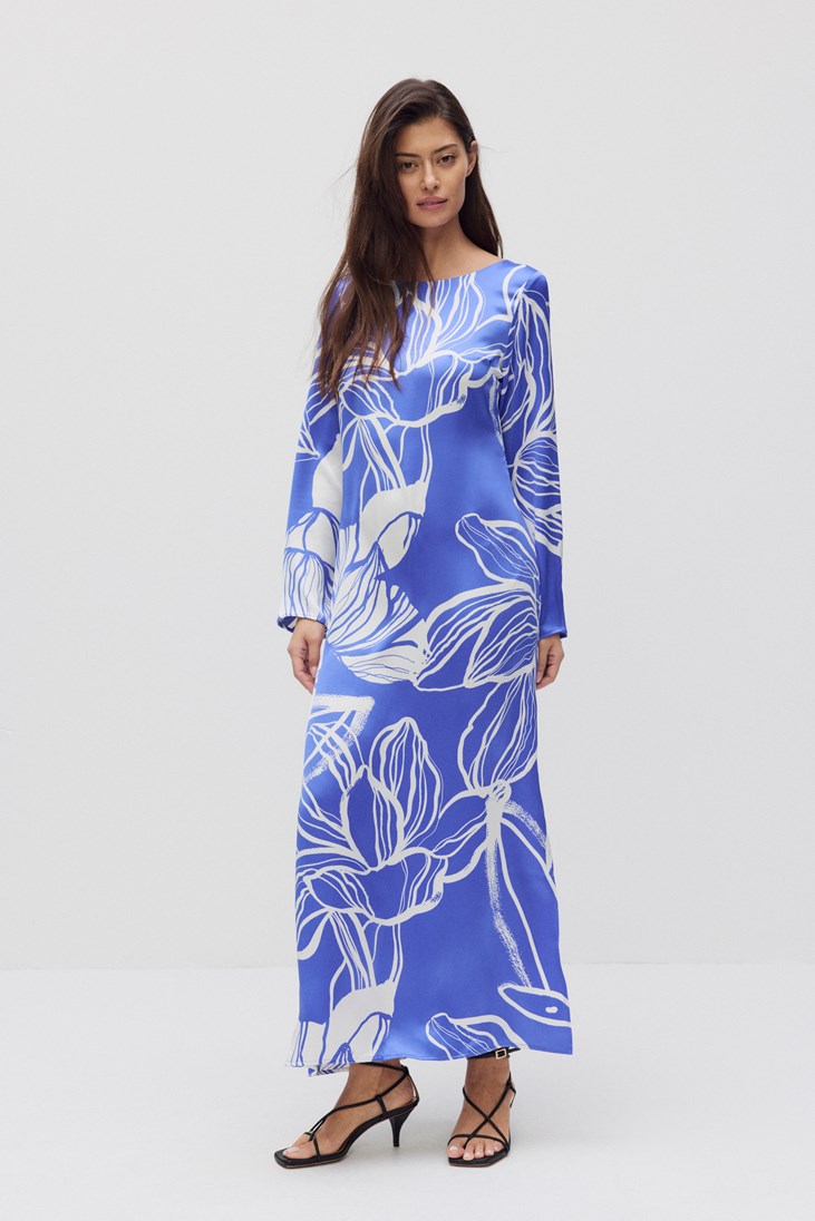 Stockh lm Studio Lara Dress Blue Iris Print | MQ Marqet